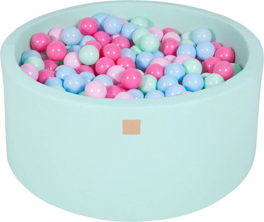 MEOWBABY Ballenbak KATOEN Mint 90x40 incl. 300 ballen Mint Baby Blauw Licht Roze Pastel Roze