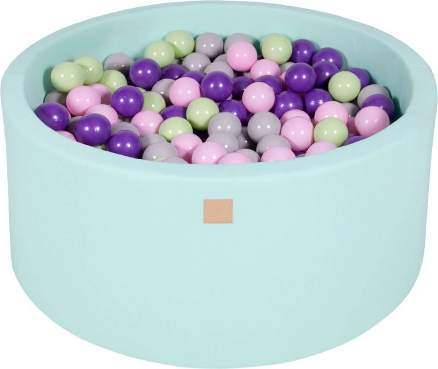 MEOWBABY Ballenbak KATOEN Mint 90x40 incl. 300 ballen Pastel Roze Grijs Paars Licht Groen