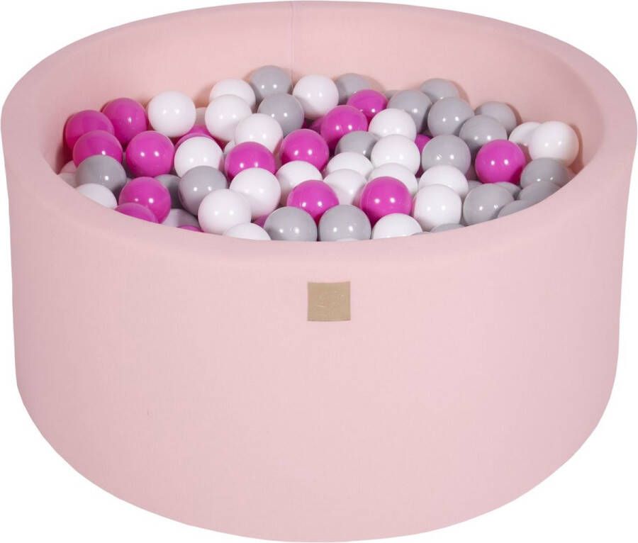 MEOWBABY Ballenbak KATOEN Roze 90x40 incl. 300 ballen Donker Roze Grijs Wit