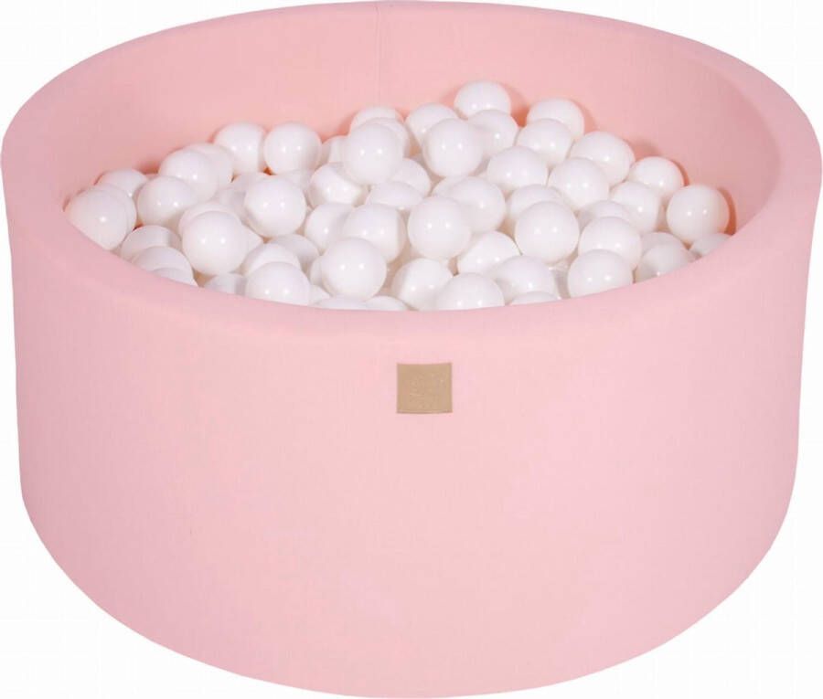 MEOWBABY Ballenbak KATOEN Roze 90x40 incl. 300 ballen Wit Pastel Roze Transparant