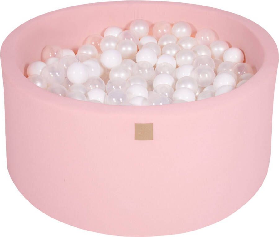 MEOWBABY Ballenbak KATOEN Roze 90x40 incl. 300 ballen Wit Transparant Parel Wit