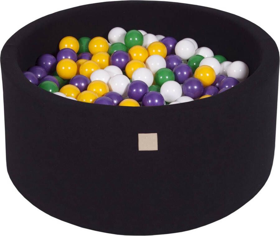 MEOWBABY Ballenbak KATOEN Zwart 90x40 incl. 300 ballen Geel Violet Wit Groen