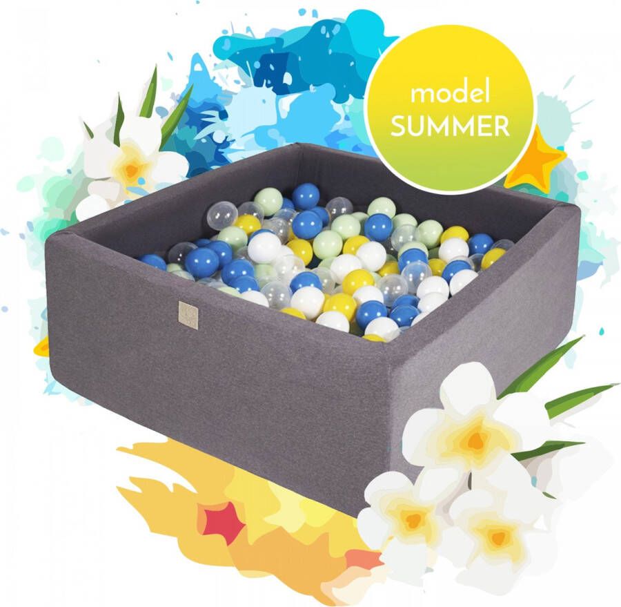 MEOWBABY Ballenbak Set vierkant met 300 ballen Blue Lagoon set