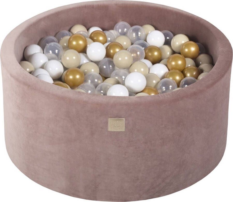MEOWBABY Ballenbak VELVET Beige 90x40 incl. 300 ballen Goud Beige Wit Transparant