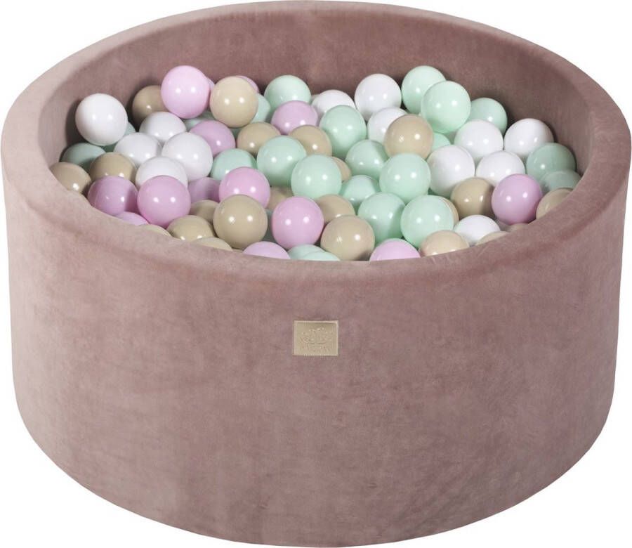 MEOWBABY Ballenbak VELVET Beige 90x40 incl. 300 ballen Pastel Roze Mint Wit Beige