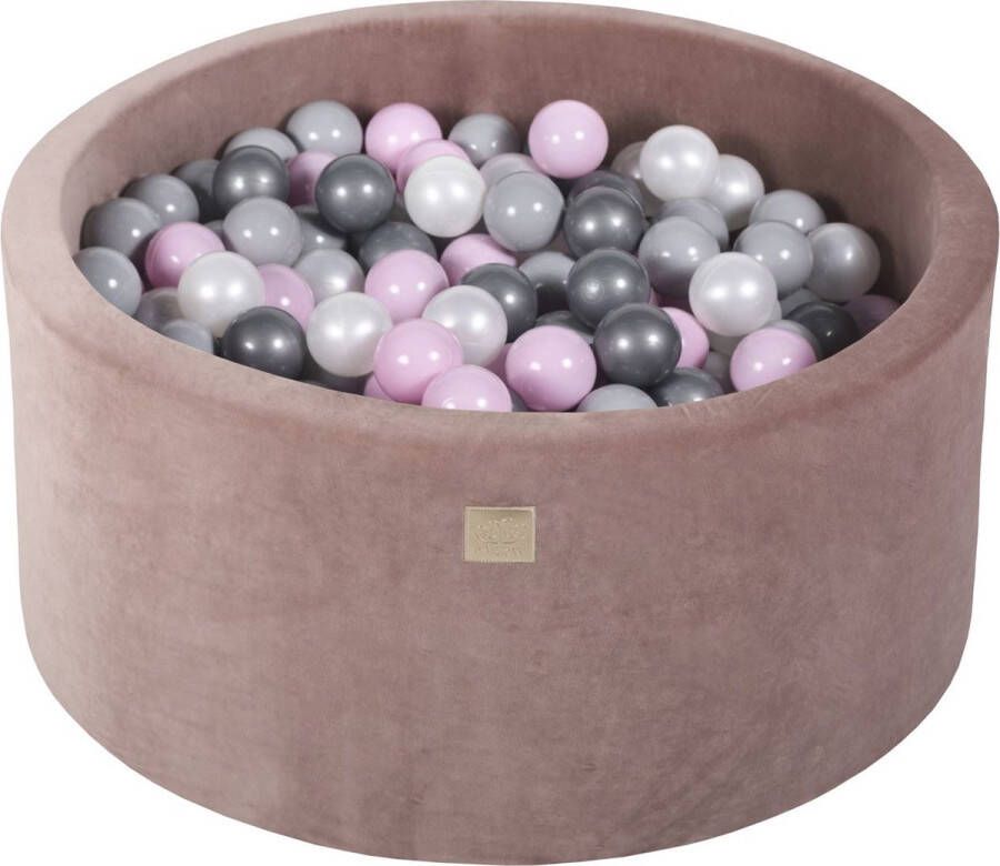 MEOWBABY Ballenbak VELVET Beige 90x40 incl. 300 ballen Pastel Roze Parel Wit Zilver Grijs