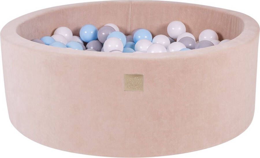MEOWBABY Ballenbak VELVET Ecru 90x30 incl. 200 ballen Grijs Wit Baby Blauw