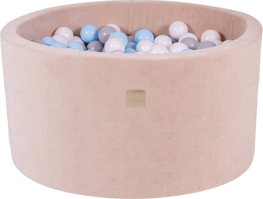 MEOWBABY Ballenbak VELVET Ecru 90x40 incl. 300 ballen Grijs Wit Baby Blauw