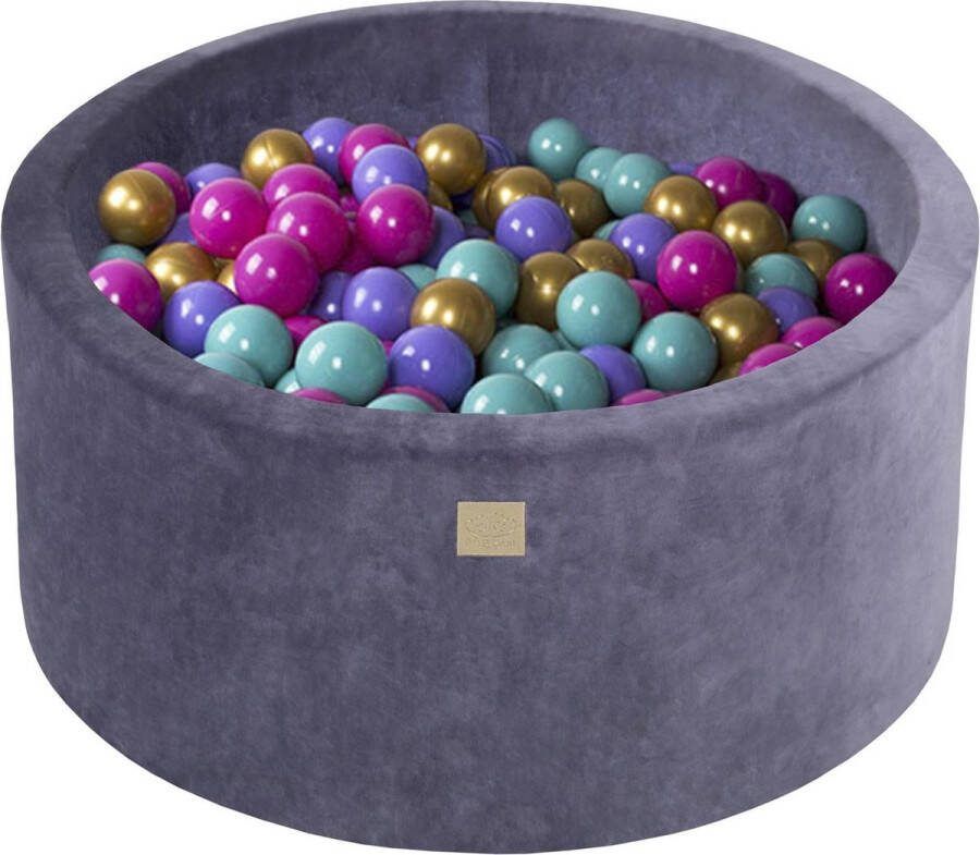 MEOWBABY Ballenbak VELVET Grafiet 90x40 incl. 300 ballen Donker Roze Goud Turquoise Violet