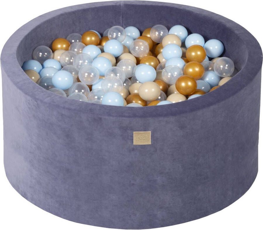 MEOWBABY Ballenbak VELVET Grafiet 90x40 incl. 300 ballen Goud Baby Blauw Beige Wit