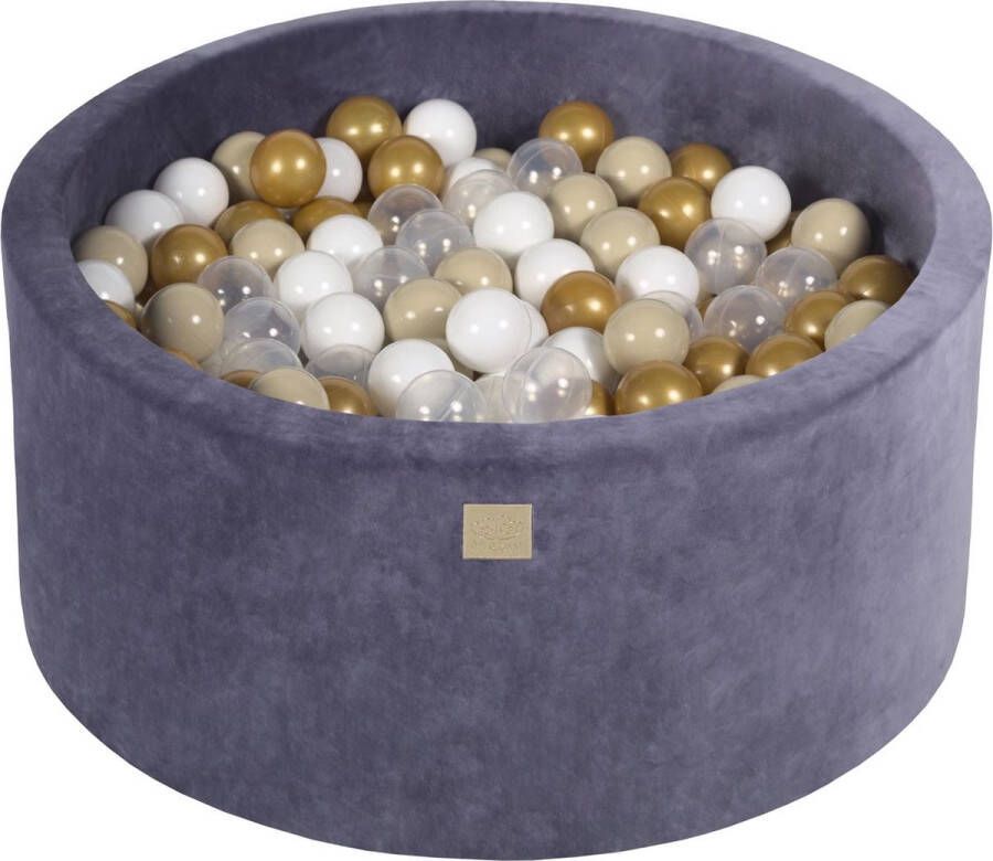 MEOWBABY Ballenbak VELVET Grafiet 90x40 incl. 300 ballen Goud Beige Wit Transparant