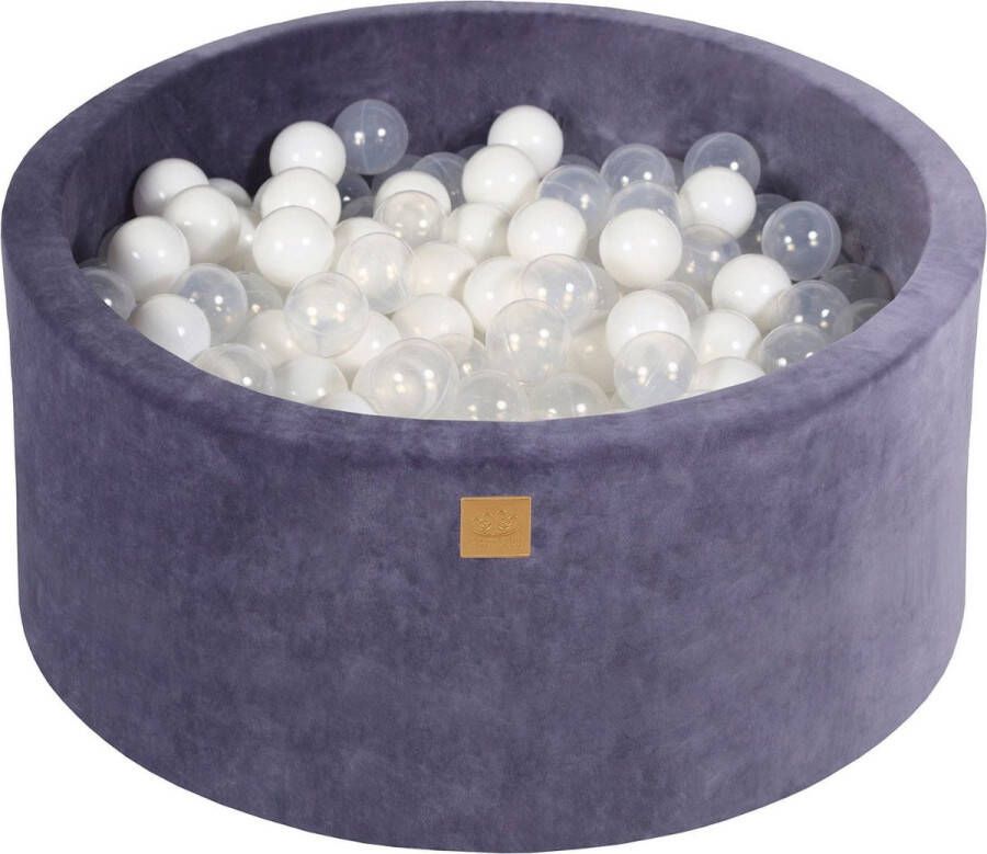 MEOWBABY Ballenbak velvet grafiet met 200 ballen; wit transparant