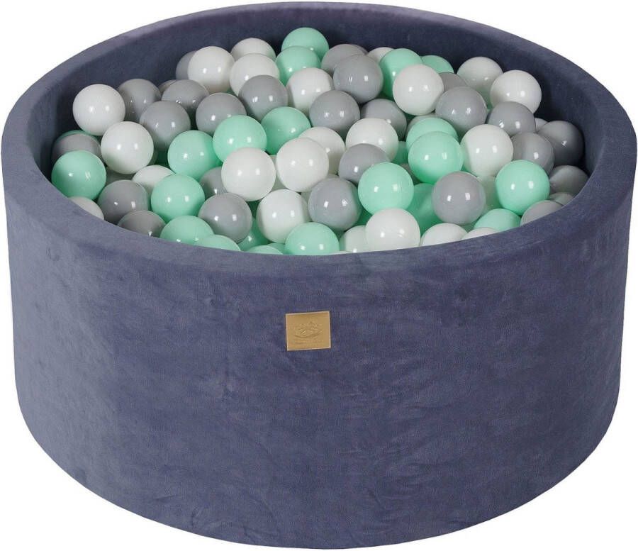 MEOWBABY Ballenbak velvet grafiet met 300 ballen; mint grijs wit