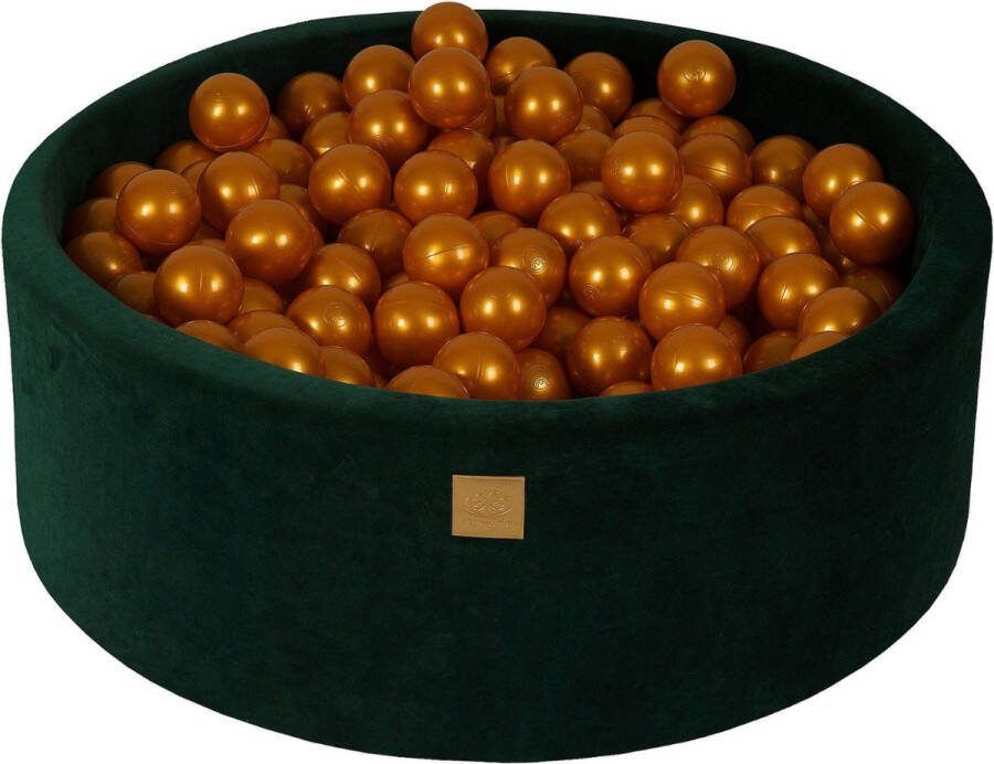 MEOWBABY Ballenbak velvet groen met 200 ballen; goud
