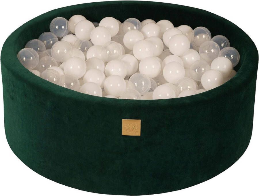 MEOWBABY ballenbak velvet groen met 200 ballen; wit transparant