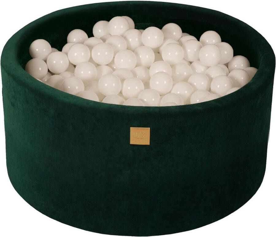 MEOWBABY Ballenbak velvet groen met 300 ballen wit
