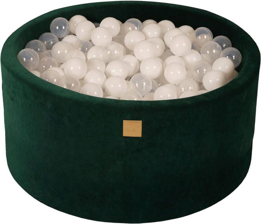 MEOWBABY Ballenbak velvet groen met 300 ballen wit transparant