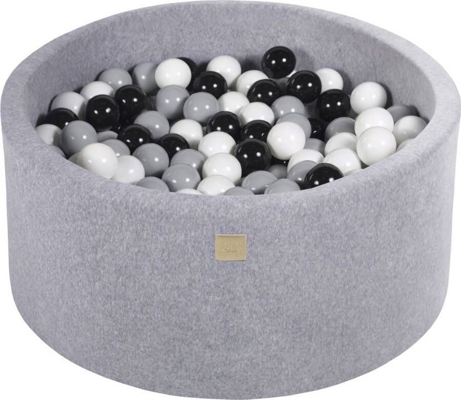 MEOWBABY Ballenbak VELVET Licht Grijs 90x40 incl. 300 ballen Zwart Grijs Wit