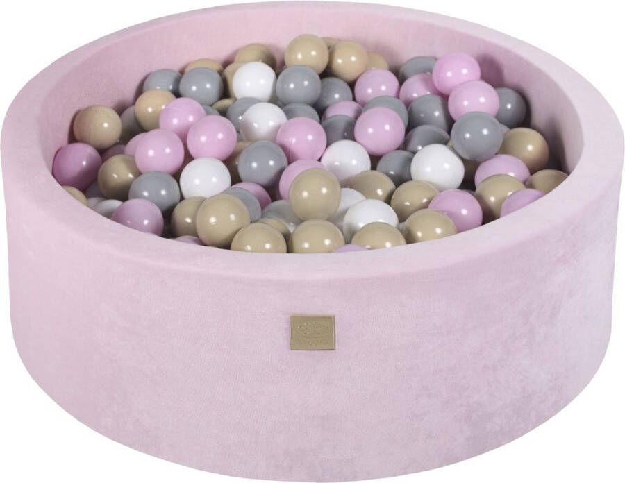 MEOWBABY Ballenbak VELVET Poeder Roze 90x30 incl. 200 ballen Pastel Roze Grijs WIt Beige