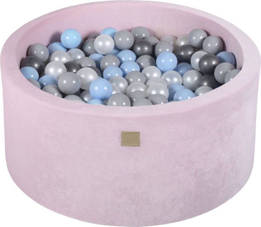 MEOWBABY Ballenbak VELVET Poeder Roze 90x40 incl. 300 ballen Baby Blauw Parel Wit Grijs Zilver