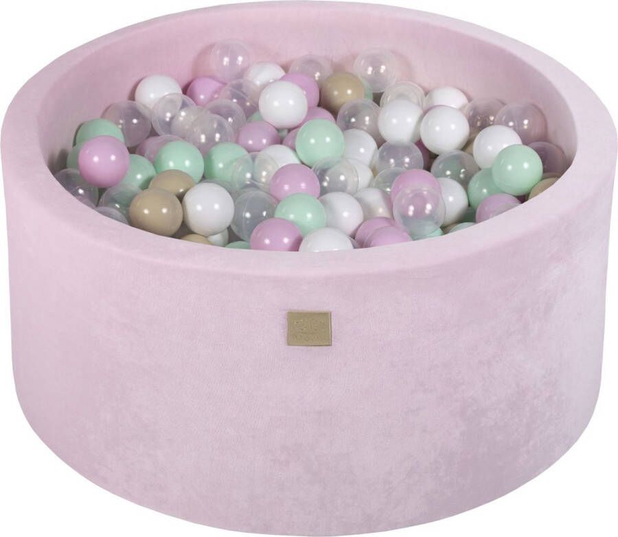 MEOWBABY Ballenbak VELVET Poeder Roze 90x40 incl. 300 ballen Mint Pastel Roze Beige Transparant Wit