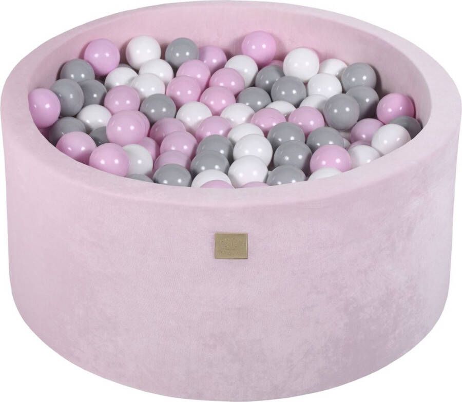 MEOWBABY Ballenbak VELVET Poeder Roze 90x40 incl. 300 ballen Pastel Roze Grijs Wit