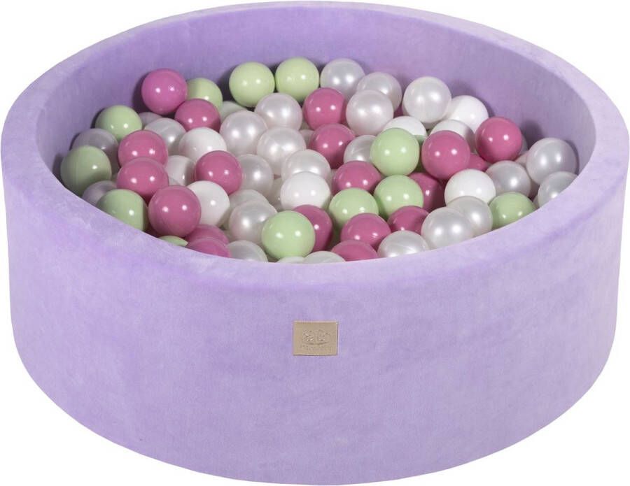 MEOWBABY Ballenbak VELVET Violet 90x30 incl. 200 ballen Licht Roze Wit Licht Groen Parel Wit