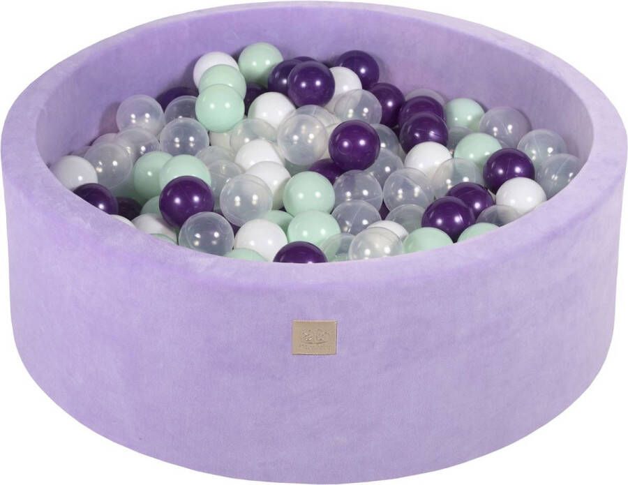MEOWBABY Ballenbak VELVET Violet 90x30 incl. 200 ballen Mint Parel Paars Wit Transparant