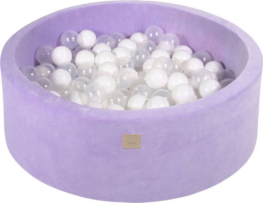 MEOWBABY Ballenbak VELVET Violet 90x30 incl. 200 ballen Wit Transparant