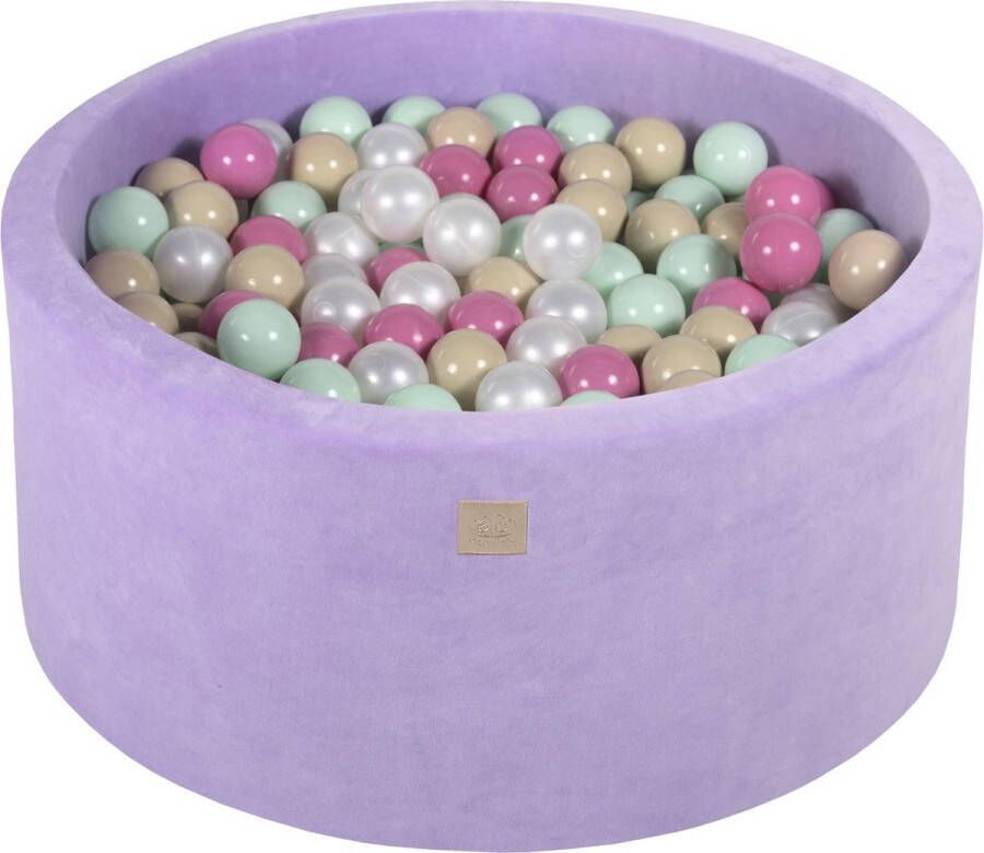 MEOWBABY Ballenbak VELVET Violet 90x40 incl. 300 ballen Beige Parel Wit Licht Roze Mint