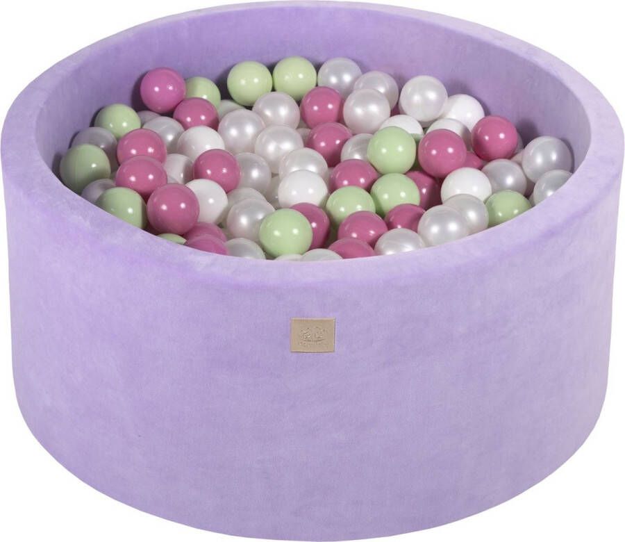 MEOWBABY Ballenbak VELVET Violet 90x40 incl. 300 ballen Licht Roze Wit Licht Groen Parel Wit