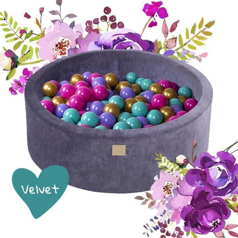 MEOWBABY Flowerset ballenbak VELVET 90x30 cm incl 250 ballenbakken | NoussyToys.nl