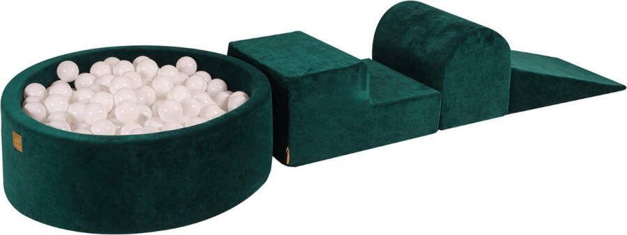 MEOWBABY Foam 3 elementen Speelset met Ballenbak 90x30cm met 200 Ballen Gecertificeerd Fluweel
