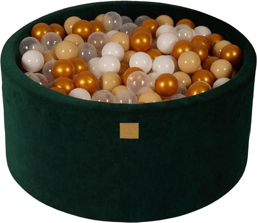 MEOWBABY Ballenbak velvet groen met 300 ballen; wit beige goud transparant