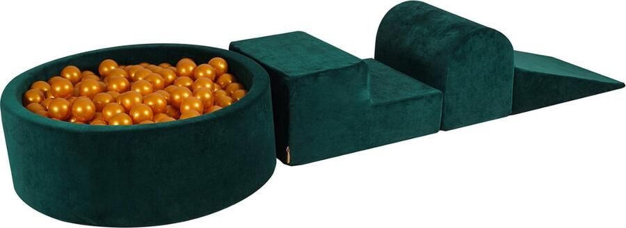 MEOWBABY Foam 3 elementen Speelset met Ballenbak 90x30cm met 200 Ballen Gecertificeerd Fluweel