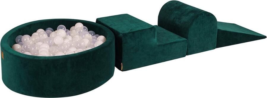 MEOWBABY Foam 3 elementen Speelset met Ballenbak 90x30cm met 200 Ballen Gecertificeerd Fluweel