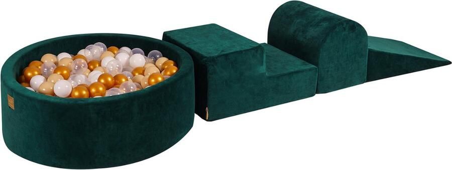 MEOWBABY Foam 3 elementen Speelset met Ballenbak 90x30cm met 200 Ballen Gecertificeerd Fluweel