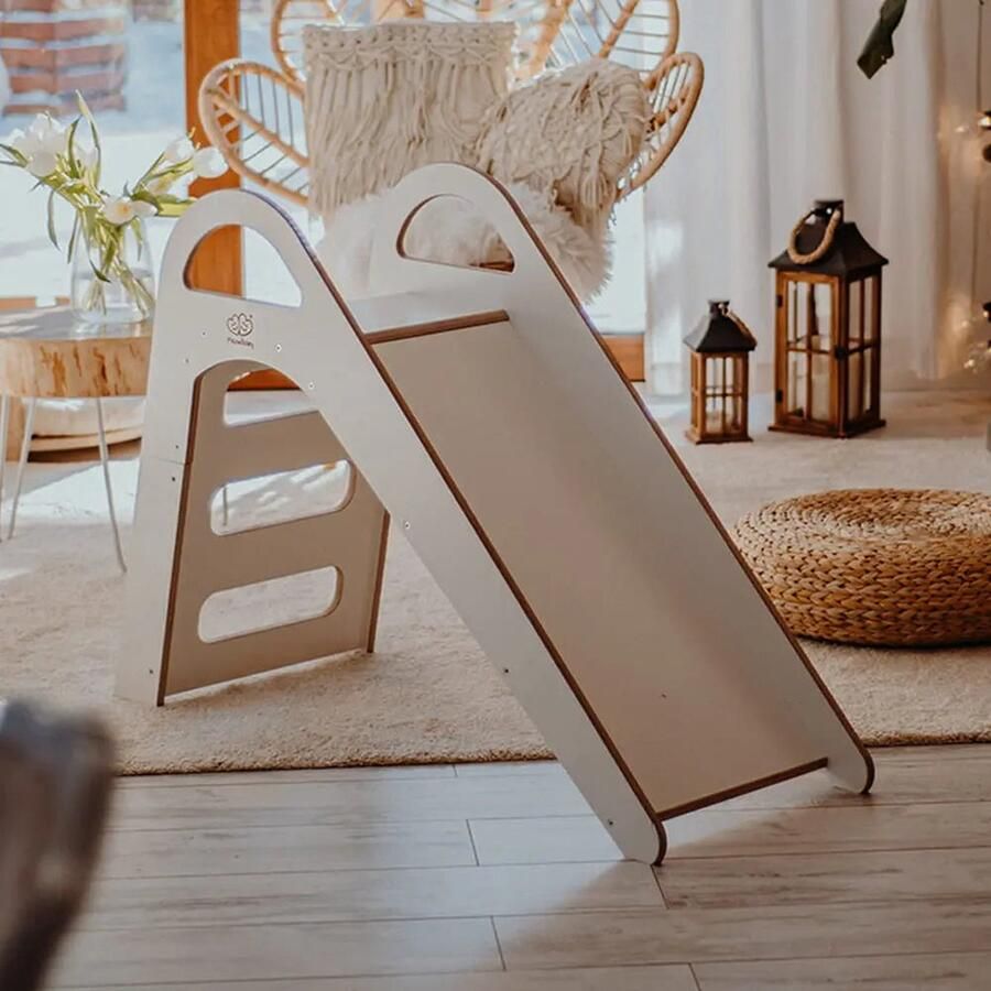 MEOWBABY Houten Indoor Scandi Glijbaan voor Kinderen 87x46cm