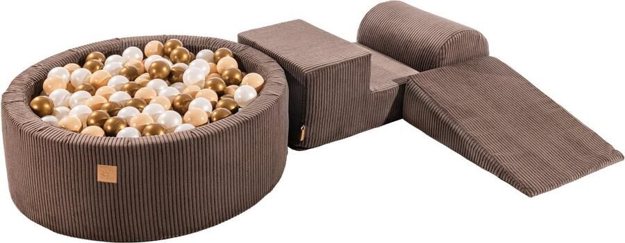 MEOWBABY Speelset met ballenbak Bruin goud en witte parel