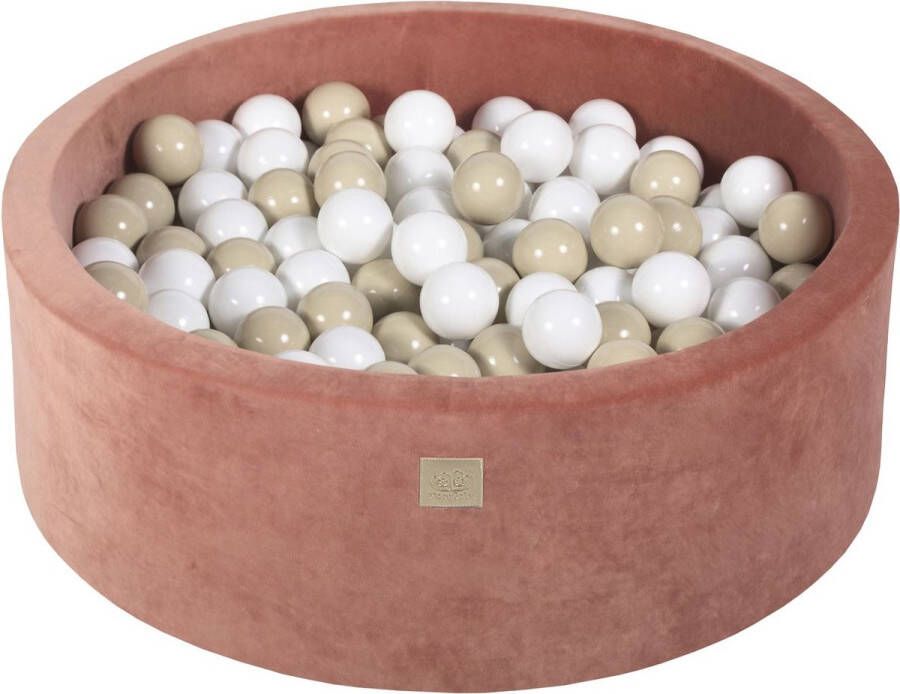 MEOWBABY Ronde ballenbak VELVET 90x30 Masala Rood incl 200 ballen Wit Beige NoussyToys.nl