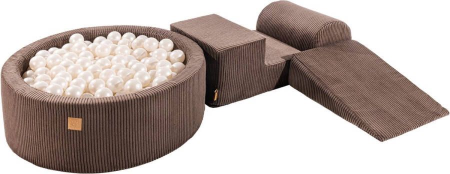 MEOWBABY Speelset met ballenbak Bruin en wit parelmoer