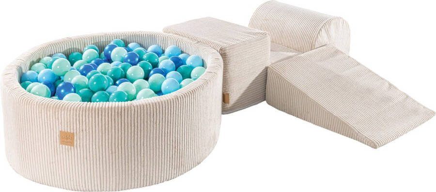 MEOWBABY Speelset met Ballenbak Ecru & Blauw