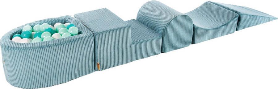 MEOWBABY Speelset met kleine ballenbak Turquoise & Turquise Wit Mint