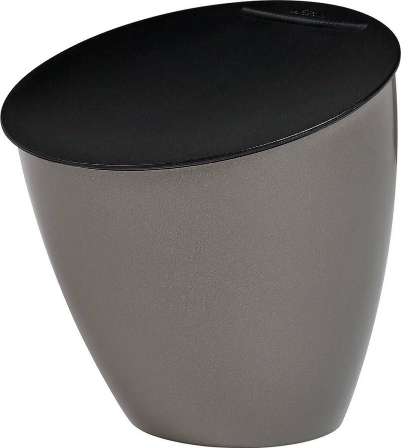 Mepal – Afvalbakje Calypso – Afvalbakje voor op het aanrecht 2.2 liter – Titanium – Grote vulopening – gemakkelijk te reinigen