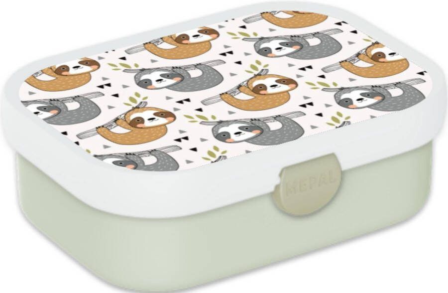 Mepal Broodtrommel voor Kinderen Bento Lunchbox Aquarel Dieren Inclusief Bentobakje & Vorkje BPA vrij en Vaatwasserbestendig 750 ml Luiaard