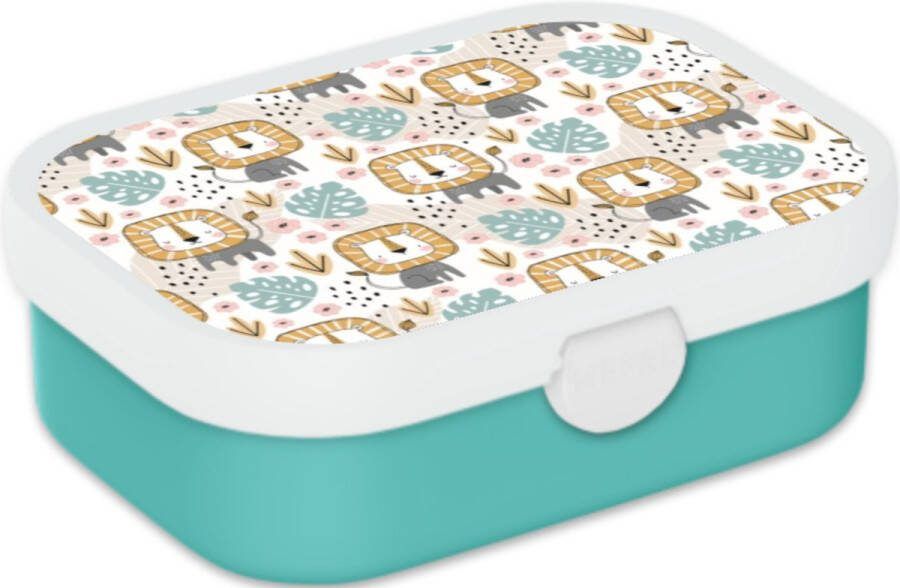Mepal Broodtrommel voor Kinderen Bento Lunchbox Aquarel Dieren Inclusief Bentobakje & Vorkje BPA vrij en Vaatwasserbestendig 750 ml Leeuw