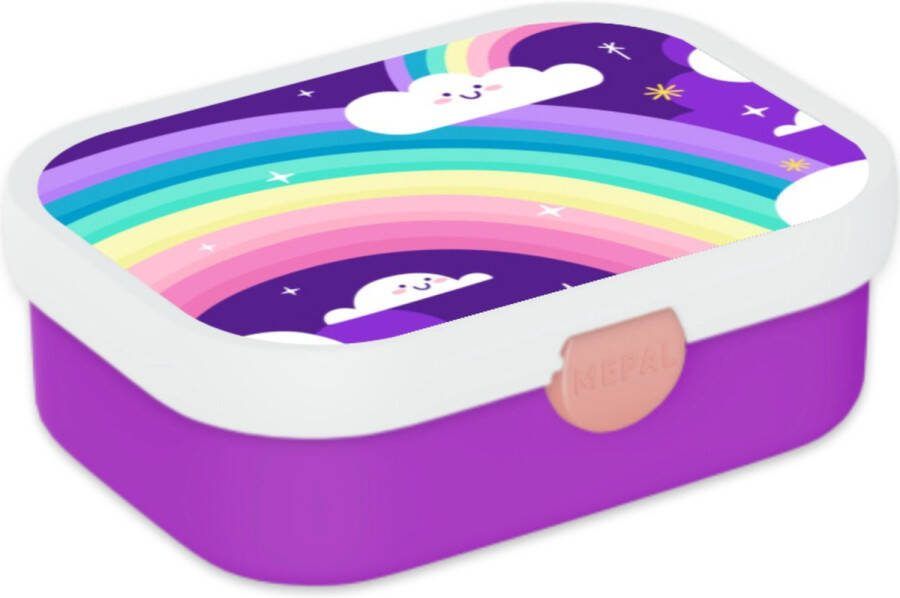 Mepal Broodtrommel voor Kinderen Bento Lunchbox Regenboog Inclusief Bentobakje & Vorkje BPA vrij en Vaatwasserbestendig 750 ml Paars