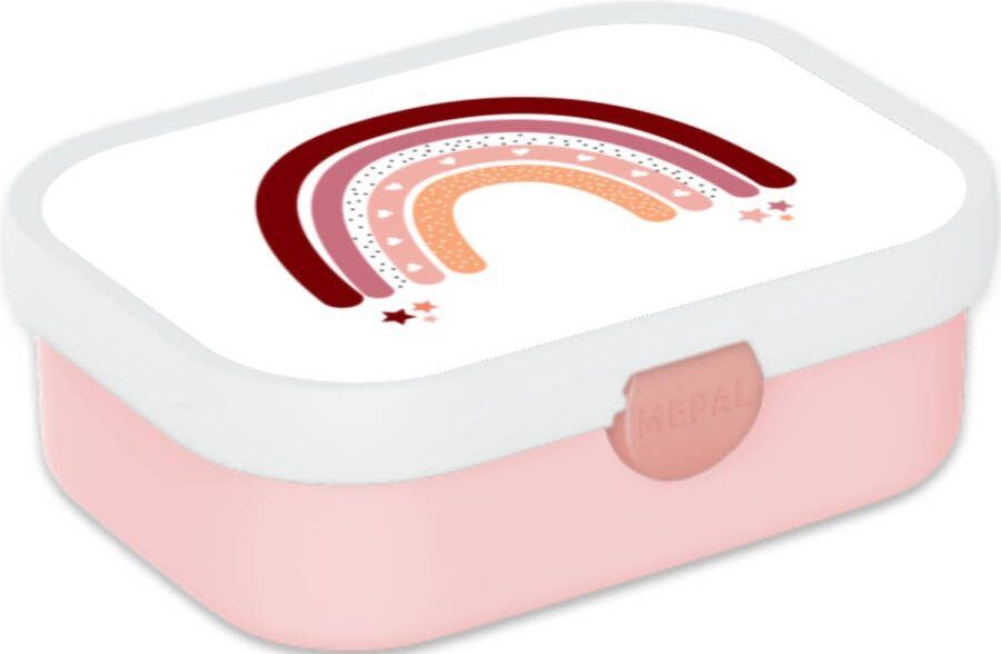 Mepal Broodtrommel voor Kinderen Bento Lunchbox Regenboog Inclusief Bentobakje & Vorkje BPA vrij en Vaatwasserbestendig 750 ml Lichtroze