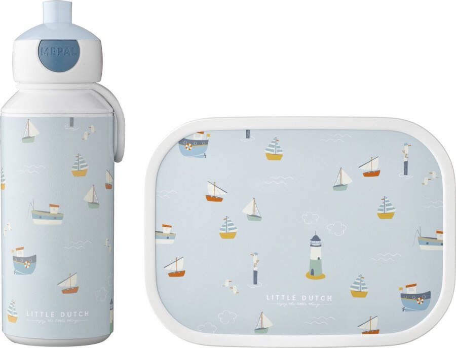 Mepal lunchset Campus – Broodtrommel en Drinkbeker voor kinderen – Bento box – Pop-up drinkfles – Sailors Bay