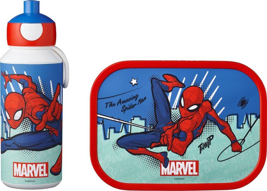 Mepal lunchset Campus – Broodtrommel en Drinkbeker voor kinderen – Bento box – Pop-up drinkfles – Spiderman